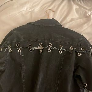 Black Jean jacket distressed with chains
